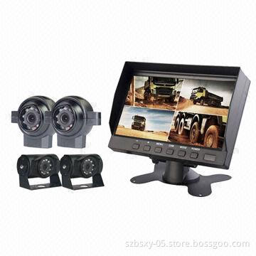 Rear-view Camera System with 7-inch Digital LCD Quad Monitor for Trailers